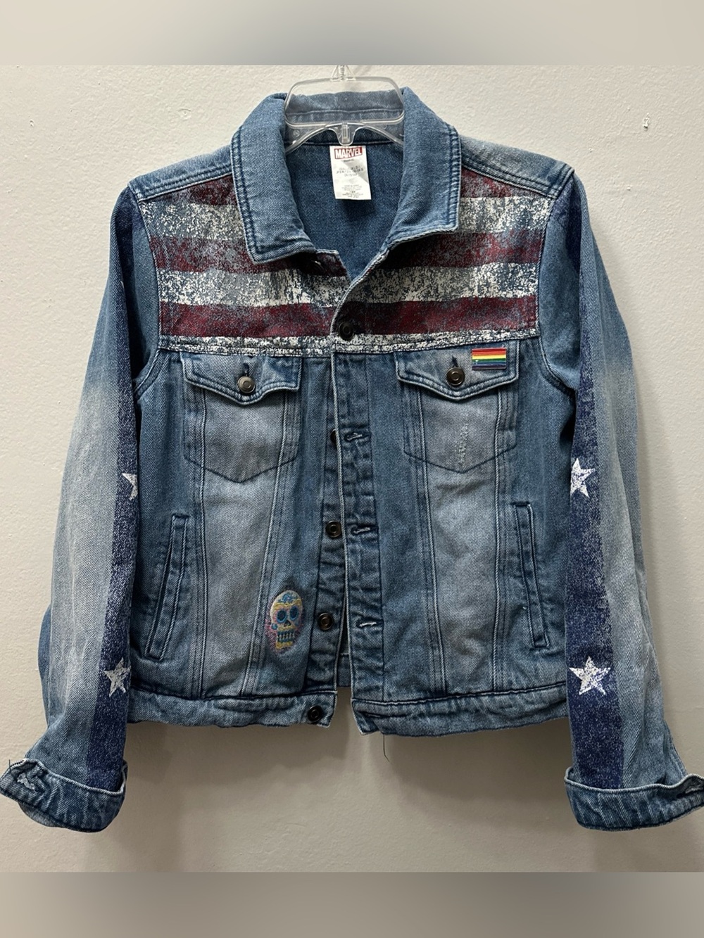 Disney Marvel Jean Jacket Womens Large Blue Long Slve America Chavez Dr Strange